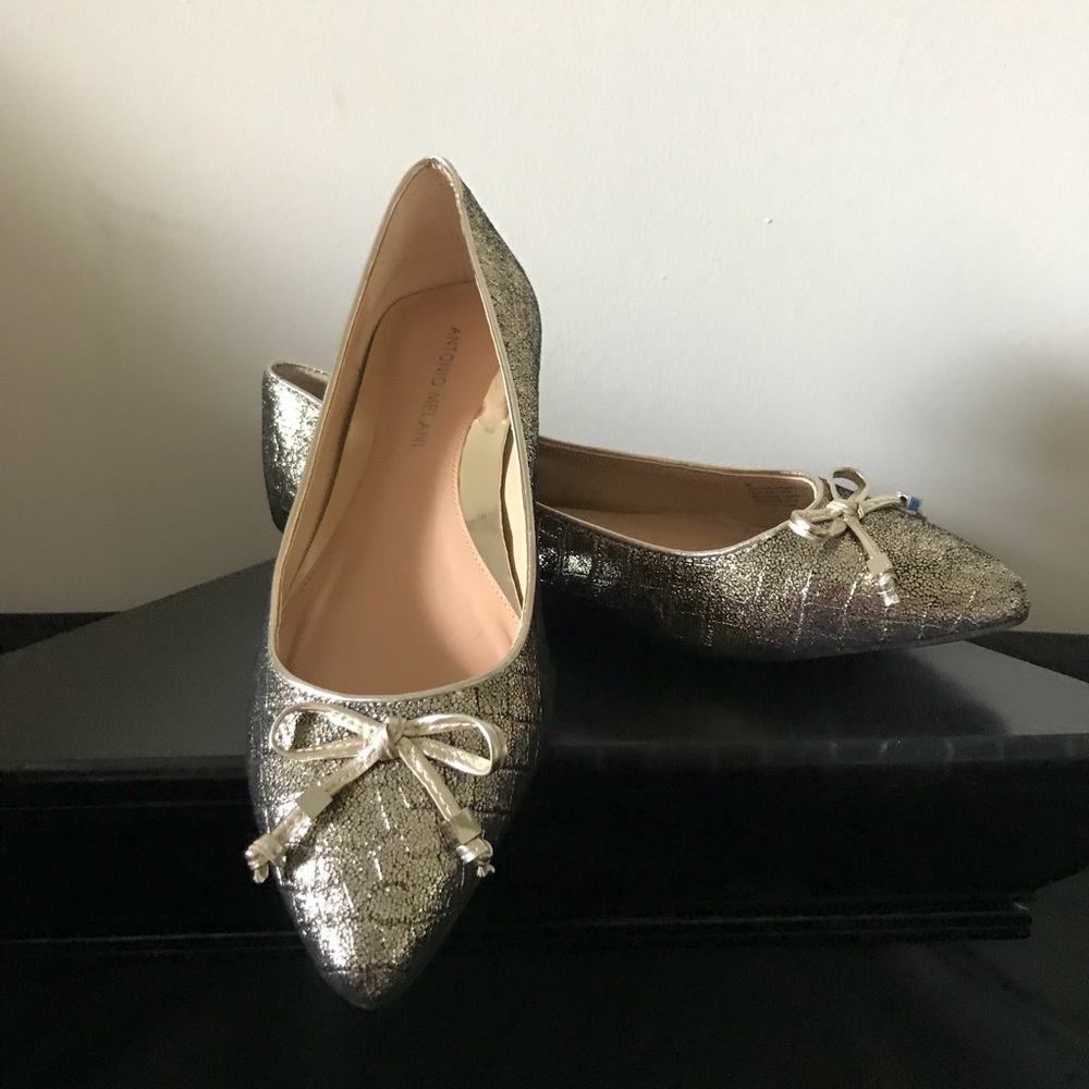 Antonio Melani Sand Gold Pointed Toe Flats